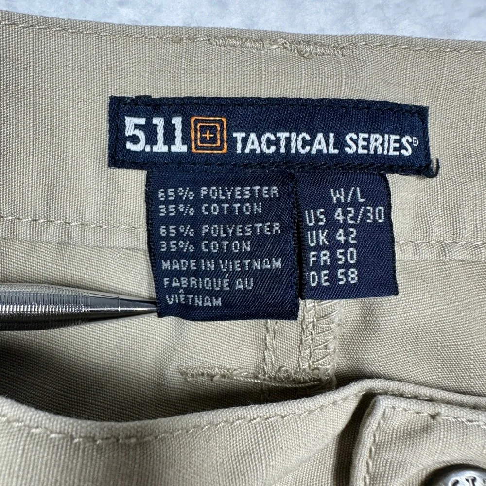 5.11 Tactical Series Pants Mens 42/30 Khaki Ripstop Cargo Trousers 74273